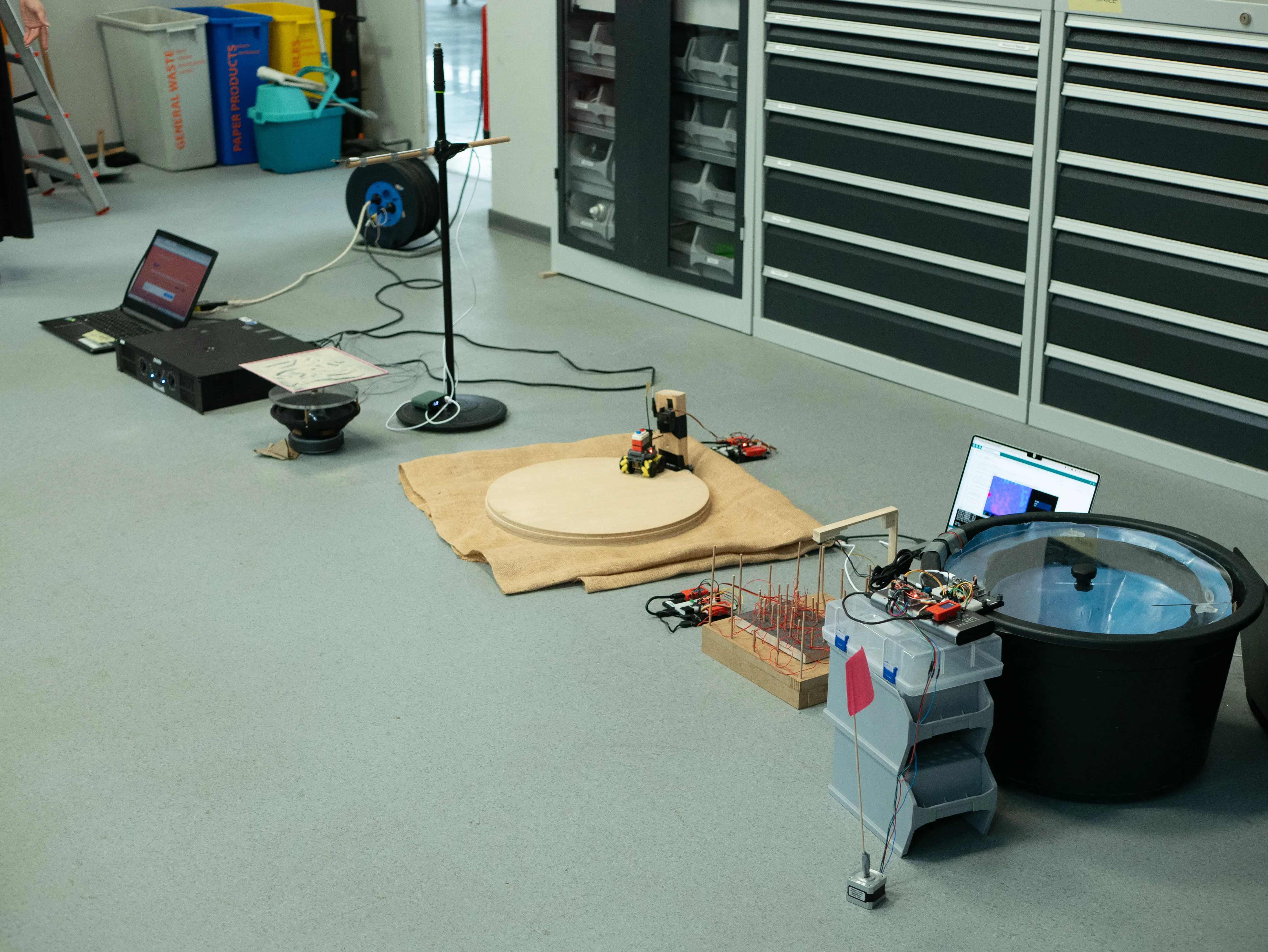 Impressions of the final AI-based Rube Goldberg machine.