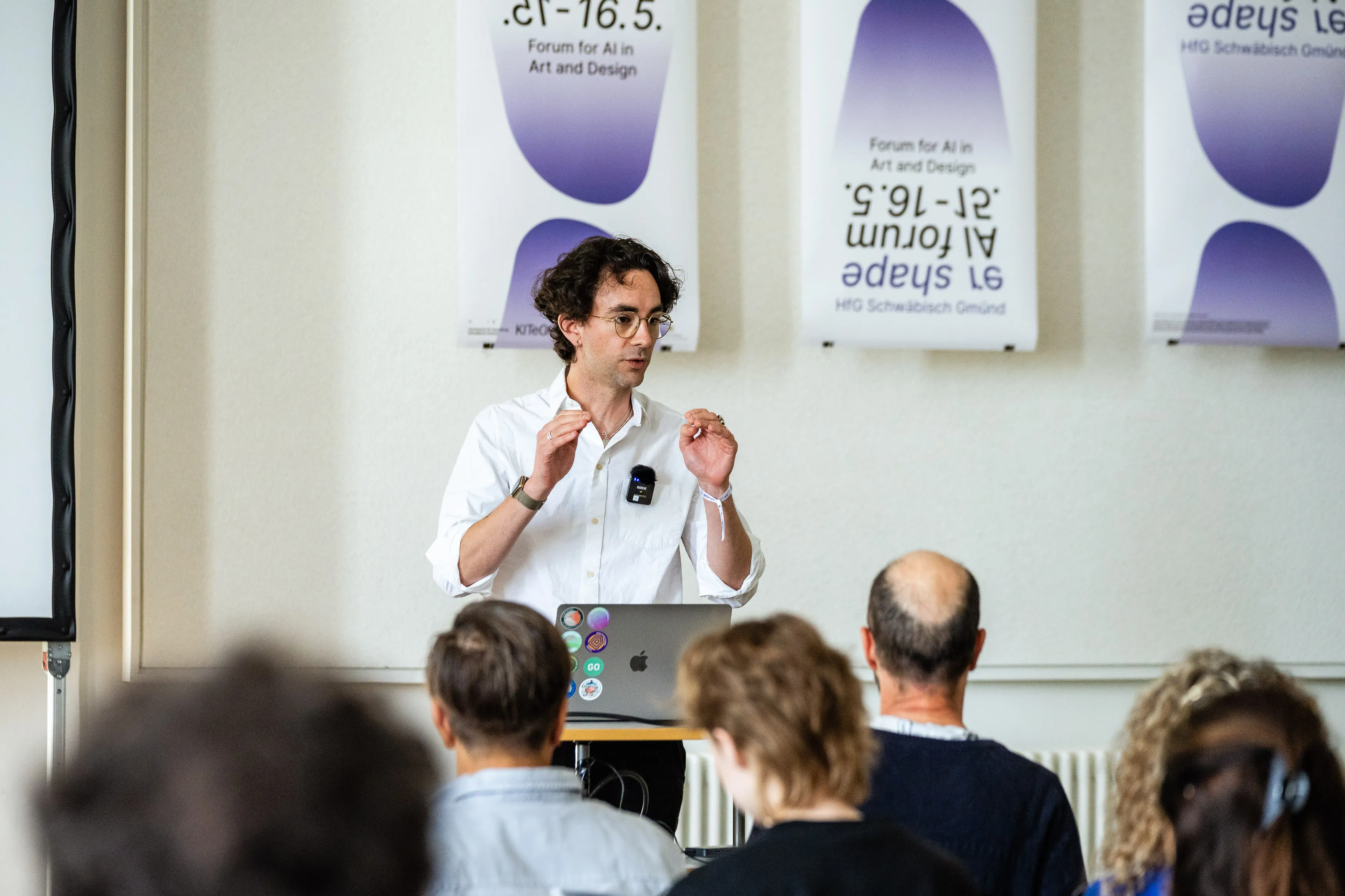 Tobias Revell presenting. Image: Stefan Eigner