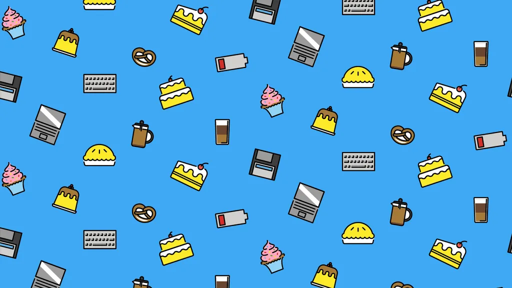 pattern with computer and cake emojis 